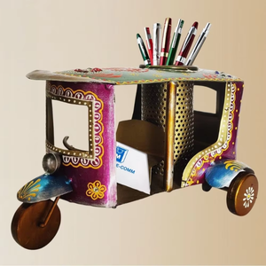 Portalápices de Metal Estilo Auto Rickshaw, Inspirado en la India, para Uso en Oficina y Hogar, Organizador de Bolígrafos, Tarjetas, Notas y Artículos de Escritorio, Precio al por Mayor - Product Image 2