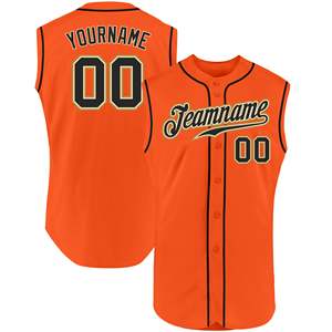 Camiseta de Béisbol sin Mangas Color Naranja, Precio de Fábrica, Tejido de Malla Transpirable, Sublimación Personalizada, Fabricante OEM ODM - Product Image 1