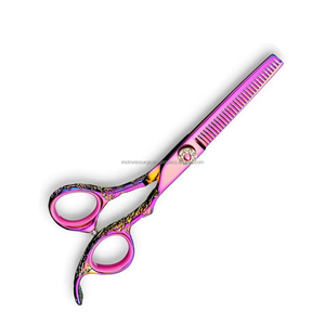Ciseaux à effiler les cheveux en titane, ciseaux de barbier en acier inoxydable avec repose-doigts fixe pour salon, vente en gros OEM ODM - Product Image 4