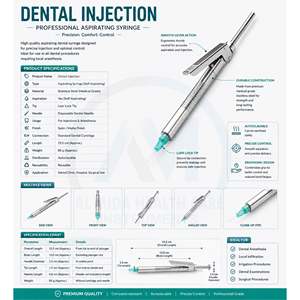 Jeringa Quirúrgica Dental Al Mida de Acero Inoxidable, Manual, con Certificación CE Clase II, Instrumento con Estándar ISO13485 y Diseño de Fácil Agarre - Product Image 6