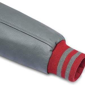 <b>Men's</b> Red Varsity <b>Jacket</b> Pu <b>Leather</b> Sleeves Stand Collar Casual Autumn Wear - Product Image 4