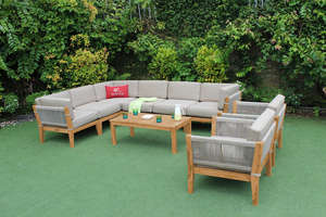 Conjunto de Sofás de Jardín de Lujo Sorrento con Estructura de Teca y Detalles Tejidos - Product Image 2