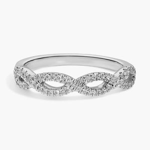<b>Infinity</b> Twist Micropavé Diamond Wedding Ring in <b>Rose</b> Gold - Product Image 1