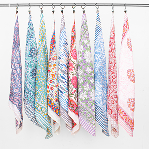 Spring Summer Handkerchief Multi Use Wristband Hair Tie Wraps Ethnic Floral Cotton <b>Square</b> <b>Scarf</b> Breathable Bandana - Product Image 6