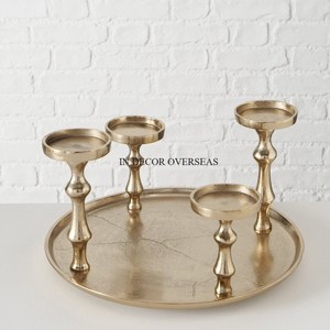 Portavelas de madera de acacia con recubrimiento en polvo negro, de aspecto elegante, con formas y diseños únicos y diferentes, para decoración de mesa. - Product Image 4