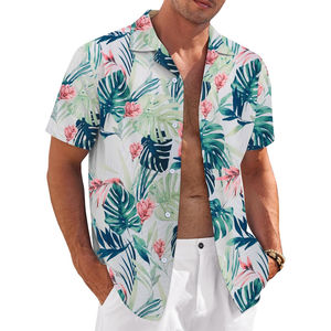 Camisas Hawaianas para Hombre de Manga Corta con Cuello en V, Transpirables, de Secado Rápido, Ecológicas, Personalizables y de Doble Botonadura, en Oferta - Product Image 1