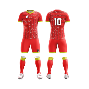 Ensemble de maillots de football personnalisés pour hommes, rouge et noir, imprimé géométrique, manches courtes, évacuation de l'humidité, coupe athlétique, toutes saisons - Product Image 2