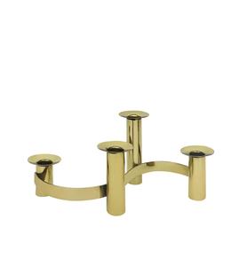 Juego de Portavelas de Latón con Cuatro Velas Cónicas Moradas para Decoración del Hogar - Product Image 2