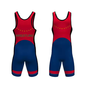 Red Wrestling <b>Singlet</b> Sleeveless Moisture Wicking Polyester Athletic Wear Regular Fit All Seasons Solid Color Wrestling <b>Singlet</b> - Product Image 2
