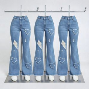 Pantalon large décontracté pour femme, coupe ample, taille haute, en jean extensible, fabrication au Bangladesh – Nouvelle collection très prisée - Product Image 2