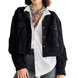 Chaqueta de cuero para mujer de diseño personalizado de primera calidad, estilo western con flecos, talla adulta para damas. - Product Image 3