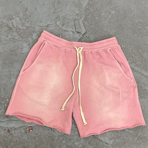 Shorts de survêtement unisexe taille mi-haute en toile de coton délavée à l'acide, personnalisables avec votre propre design et poche latérale, pour hommes, fourniture OEM - Product Image 6