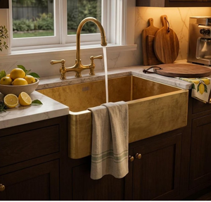 Handmade Luxury Solid metal Brass <b>Kitchen</b> <b>Sink</b> Deep Single Bowl Modern Undermount Wash Basin for Premium Home <b>Kitchens</b> - Product Image 3