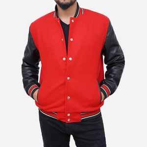 แจ็คเก็ตวาร์ซิตี้ขนสัตว์ OEM ปักโลโก้ตามสั่ง แขนหนัง แจ็คเก็ตเบสบอล Letterman Varsity สำหรับผู้ชาย - Product Image 1