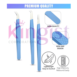 Pinces à cils de haute qualité, écologiques, à pointe en fibre, avec poignée diamantée, ensemble de 9 pièces en acier japonais précis, finition dorée - Product Image 5