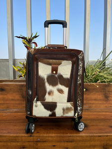 Custom 14-Inch Cowhide <b>Leather</b> Trolley Luggage <b>Bag</b> High-Quality Genuine <b>Leather</b> Travel Suitcase for <b>Men</b> - Product Image 3