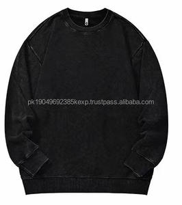 Wholesale 360gsm Custom Logo Washed Men's Round Neck Hoodie Heavy Loose Blank Street Pullover Retro Crew <b>Vintage</b> Sweater - Product Image 1