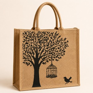 Bolsa de Yute con Logotipo Personalizado, Diseño Étnico de Dibujos Animados, Tejida, Tamaño Mediano/Grande, Gran Capacidad, Bolso de Hombro, Asa Flexiloop de Gujarat, Venta al por Menor - Product Image 6