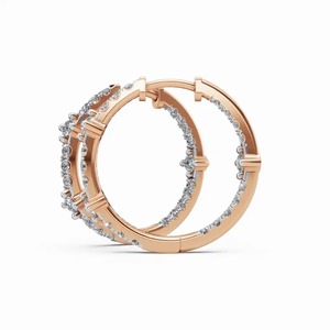 Créoles de mariage pour femme Radiant, conçues en or rose avec diamants taille brillant rond, pour un style de bijoux classique et luxueux - Product Image 6