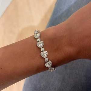 12 Ct Heart Lab Grown Diamond Tennis <b>Bracelets</b> 14k 18k <b>Solid</b> Gold Halo Bezel Set 6.5 7 Inch Everyday Wear Luxury Heavy Statement - Product Image 4
