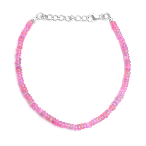 Natural Ethiopian Opal Magenta Classic Strand Bracelet 925 Sterling Silver Smooth Gemstone Handmade Women's Engagement Fashion - Product Image 1