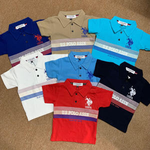 Polo T-shirt à manches courtes pour garçons, motif géométrique brodé, tricoté, écologique, respirant, style décontracté chic, marque populaire, en gros - Product Image 3