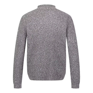 Suéter de cuello alto de punto acanalado gris para hombre con cremallera 1/4, grueso, de color liso, tipo cárdigan para otoño - Product Image 2