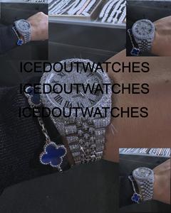Montre de luxe en moissanite et diamant VVS1, mécanique, squelette, avec lunette personnalisée, verre sur mesure, boîtier en acier inoxydable, résistance à l'eau 10 bars - Product Image 5