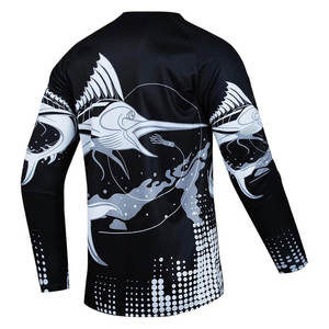 Camiseta de Pesca para Hombre, Manga Larga, Protección UV UPF 50+, Diseño de Marlin Blanco y Negro, Ecológica, Secado Rápido, 220g, Poliéster - Product Image 2