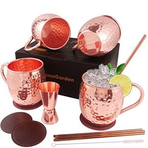 <b>Copper</b> Moscow mule cup set for refined designer refreshment <b>tables</b> hammered finish metal cups durable reusable party mugs - Product Image 6