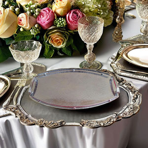 Plateau de service artisanal en laiton doré poli, design moderne, pour Ramadan, mariage, décoration de luxe pour la maison, personnalisable, géométrique - Product Image 1