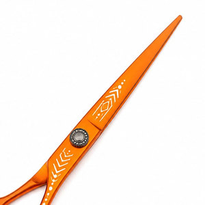 Ciseaux à cheveux professionnels orange, lame en acier inoxydable, manche en céramique, manche long, pour droitiers, usage en salon - Product Image 5