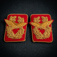 Écusson de col de luxe personnalisé brodé en 3D, motif Aigle et Couronne de Laurier, style dentelle, avec épingle de sûreté, à coudre, en tissu, pour uniforme