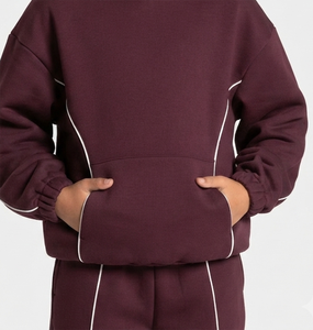 Sweat-shirt à capuche décontracté surdimensionné pour garçon, personnalisé, couleur marron contrasté, en molleton premium - Product Image 3