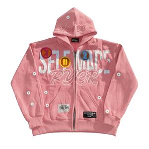 Sweat à capuche à fermeture éclair à la mode SELF MADE Pyer avec tissu éponge écologique unisexe pour Streetwear et vêtements décontractés - Product Image 5