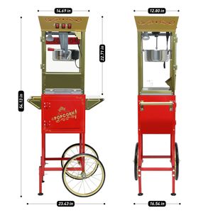 Carrello per Popcorn Vintage da 12oz con Ruote, Macchina Commerciale in Acciaio Inox Stile Cinema - Product Image 4