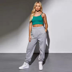 Pantalon de survêtement femme 100% Coton Polyester, coupe décontractée, taille haute, gris chiné clair, respirant, personnalisable - Product Image 4