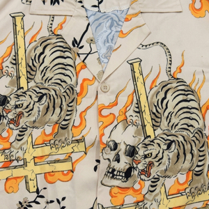 เสื้อเชิ้ตพิมพ์ลายหัวกะโหลกเสือชายหาดฮาวาย สไตล์ไฮสตรีท ระบายอากาศได้ดี แห้งเร็ว ผ้าโพลีเอสเตอร์ 100% สำหรับฤดูร้อน - Product Image 4