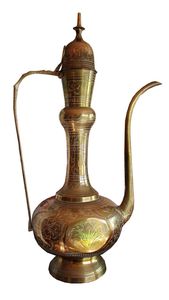 Decorative Brass Surahi Jug For Ethnic Interior Styling And Antique Inspired Home <b>Shelf</b> Decoration - Product Image 2
