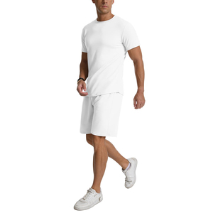 Service OEM, ensemble de survêtement sportif pour homme, été, deux pièces, short de plage, t-shirt, ensemble short avec poches latérales - Product Image 6