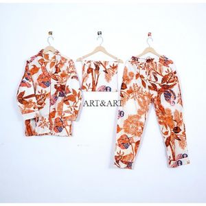 Conjunto de Pijama de Algodón 100% para Mujer, Cuello en V, Manga Larga, Estampado Floral, Ropa de Dormir Cómoda para Toda Temporada, Traje de Fiesta Perfecto - Product Image 1
