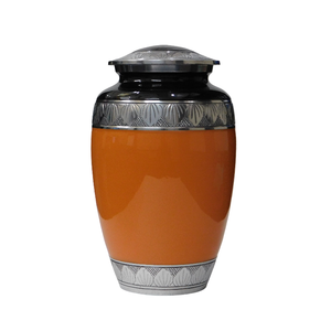 Urne funéraire en aluminium pour adulte avec gravure, finition en étain et émail noir et violet, articles funéraires en métal pour cendres humaines - Product Image 3