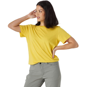 T-shirt en coton 100% pour femmes, col rond, grande taille, respirant, vente directe, prix d'usine, tricoté. - Product Image 5