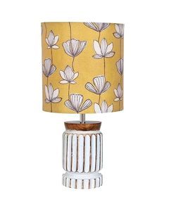 Aqdus Saleem White Ribbed <b>Rustic</b> Round <b>Table</b> Lamp Wooden Base Decorative <b>Bedside</b> Light Vintage Home Decor - Product Image 4