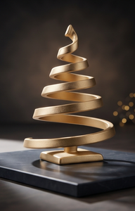 Figura Decorativa de Mesa Navideña de Aluminio Fundido con Textura Dorada Premium, Árbol de Navidad en Espiral, Decoración para Sala de Estar, Adorno Interior - Product Image 4