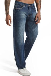 Jeans de Mezclilla para Hombre, Corte Recto, Lavado a la Piedra, Cintura Media, Corte Regular, Estilo Casual de Algodón, para Otoño - Product Image 2