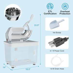 Tritaghiaccio Commerciale da 300W con Doppie Lame, Interruttore di Sicurezza e Controllo Semi-Automatico per Coni di Neve e Ghiaccio Tritato - Product Image 3
