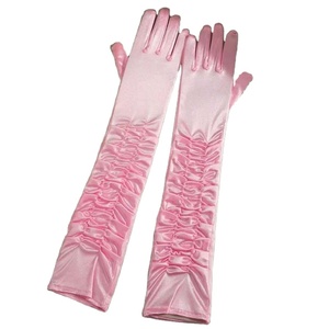 Gants longs modernes en satin froissé rose de haute qualité pour femme, 50 cm, sexy, pour mariage, fête, banquet, mitaines pour femme - Product Image 1