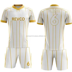 2023-24 Customized logo Soccer Uniform Sets Quick Dry Practice Soccer Wear Football Uniforms White and Golden Soccer Uniform