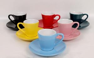 Colorful Ceramic Coffee <b>Mug</b> Set With Saucers Solid Color Modern Design Heat Resistant For Afternoon Tea Party Use - Product Image 3